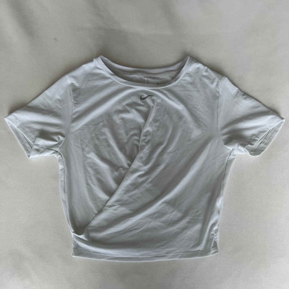 White Nike Workout Short Sleeve Top
